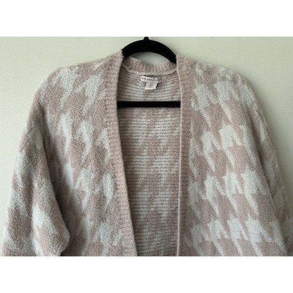 Sincerely Jules Open Front Cardigan Sweater Women's Sz L Hounds Tooth Pockets - Picture 4 of 13